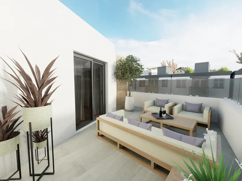 Krovna terasa penthousea, pogled prema susjednim zgradama